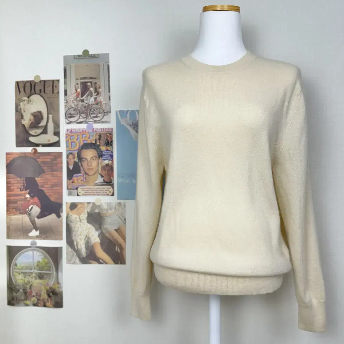 (Sold out) [100% cashmere] UNIQLO Ivory Round Knit L