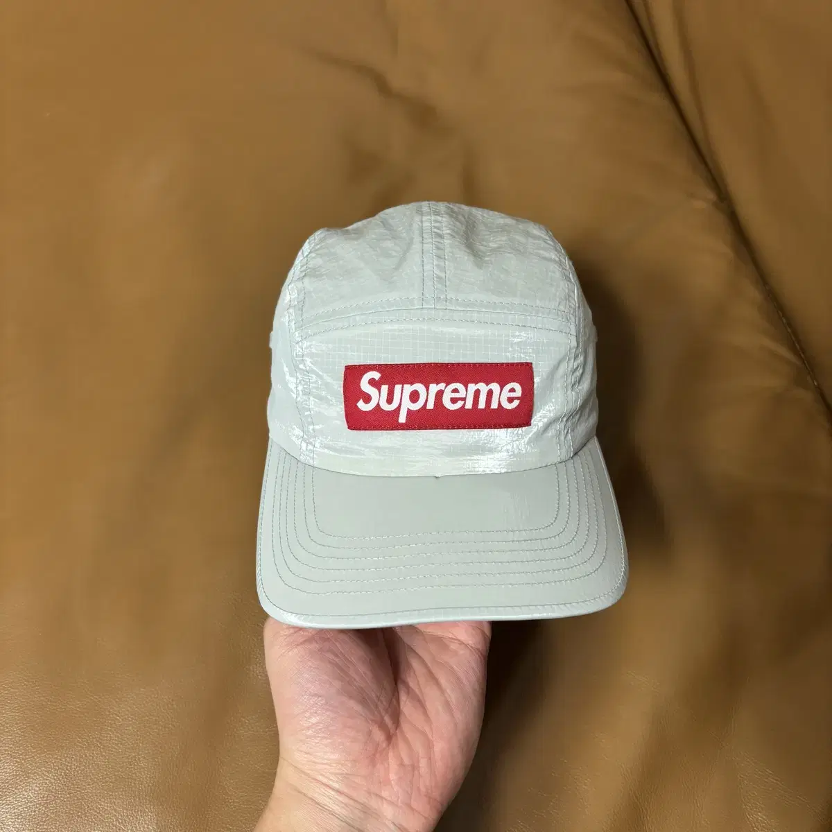 Supreme 슈프림 캠프캡 모자 (Gloss Ripstop Gray)