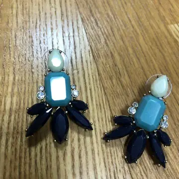 J-CREW 청록색 네이비 플라워 귀걸이 제이크루