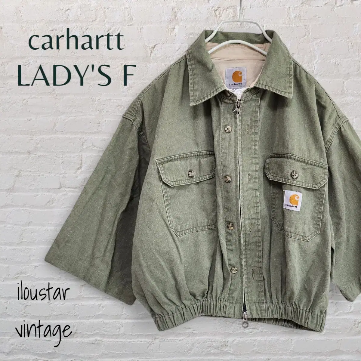 칼하트 carhartt 크롭 셔츠 자켓  카키 여성 사이즈S~M