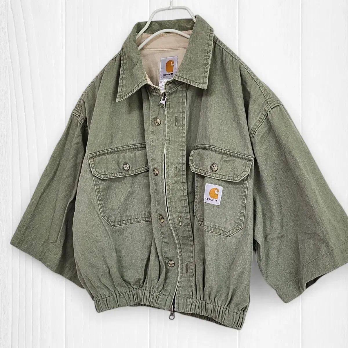 칼하트 carhartt 크롭 셔츠 자켓  카키 여성 사이즈S~M