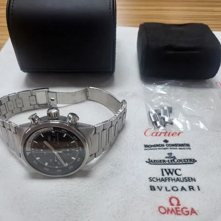 IWC 아쿠아타이머 크로노 블랙 스틸 브슬 풀코