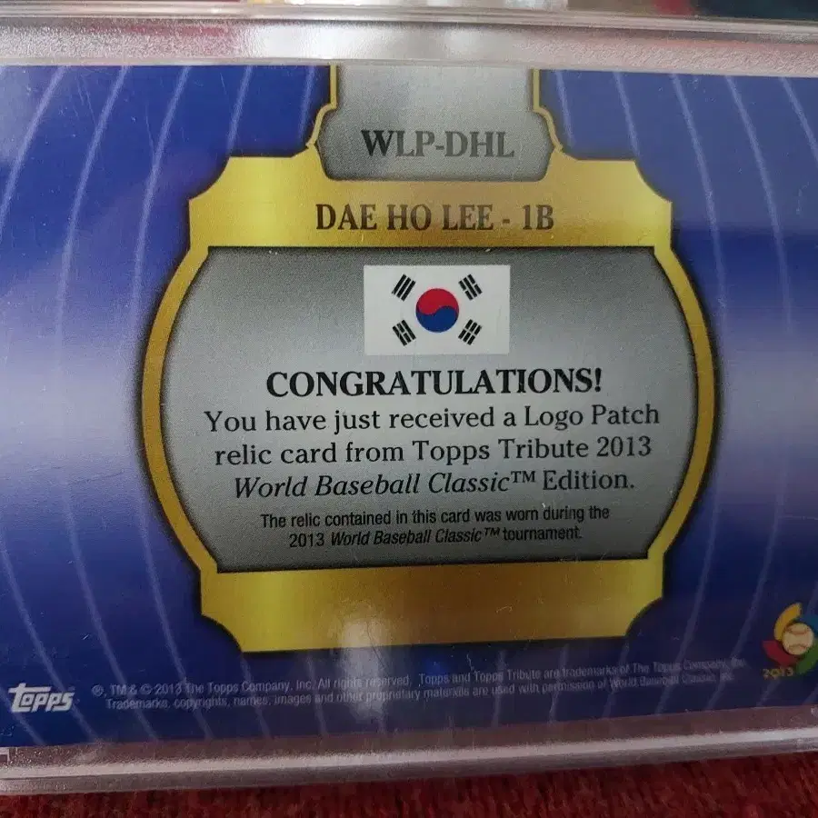 탑스 트리뷰트 국대 이대호 WBC 로고 패치 1/1 야구카드