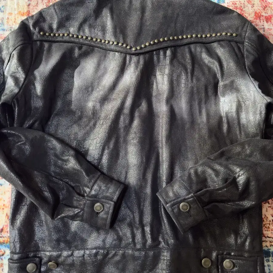 vtg crocodile skin Leather stud jacket