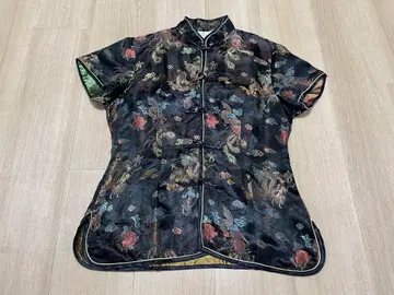 자수 블랙 차이나 드레스 차이나 셔츠 코스프레