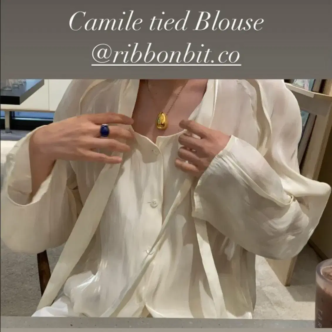 리본빛 camile tied blouse