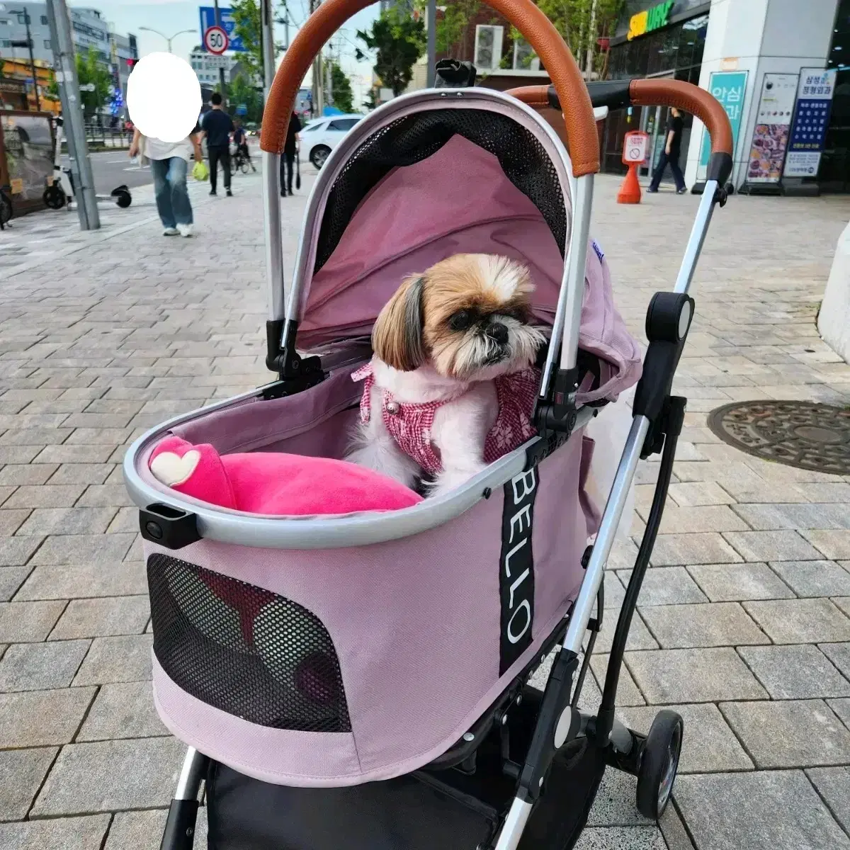 개모차 강아지 유모차 핑크 케이지 분리형 접이식