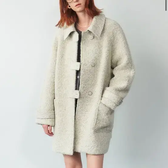 마론에디션 Cream Melange Alpaca Half Coat