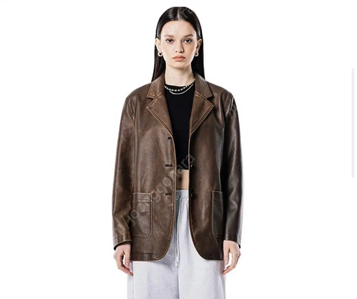 Running High Vintage Washed Leather Blazer