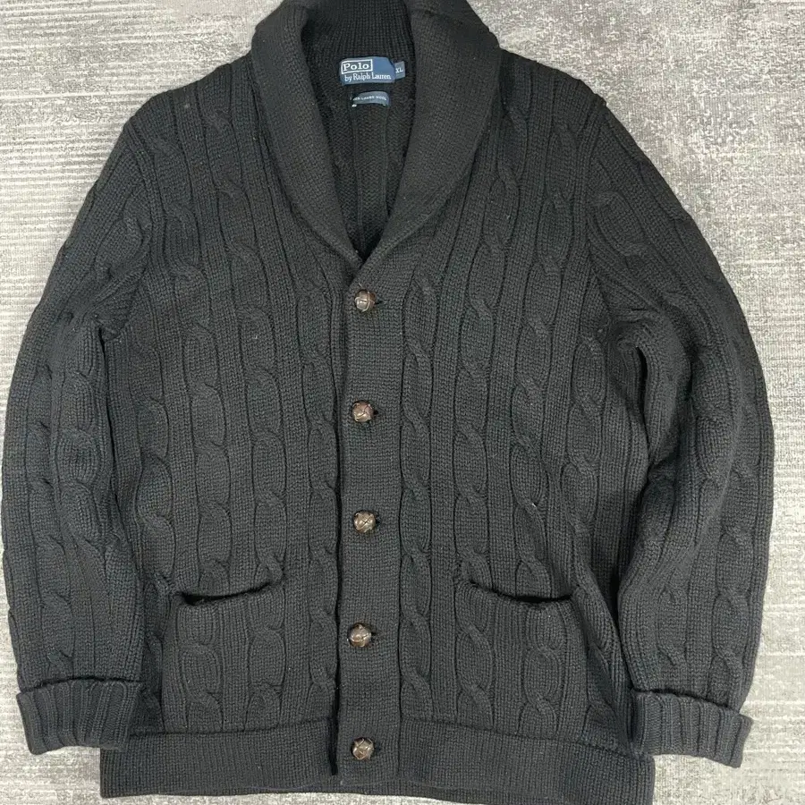 Vintage Polo LAMBS wool 숄카라 카디건