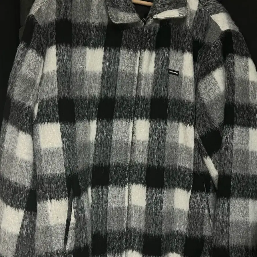 디스이즈네버댓) Brushed Check Zip Jacket Black