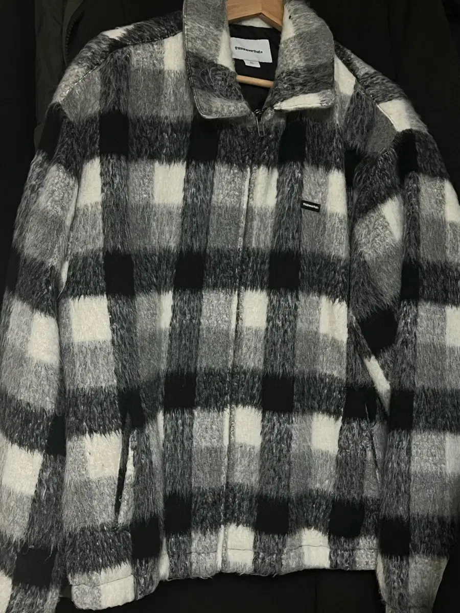 디스이즈네버댓) Brushed Check Zip Jacket Black