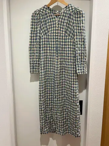 cocodeal 원피스 체크 무늬 블루 화이트