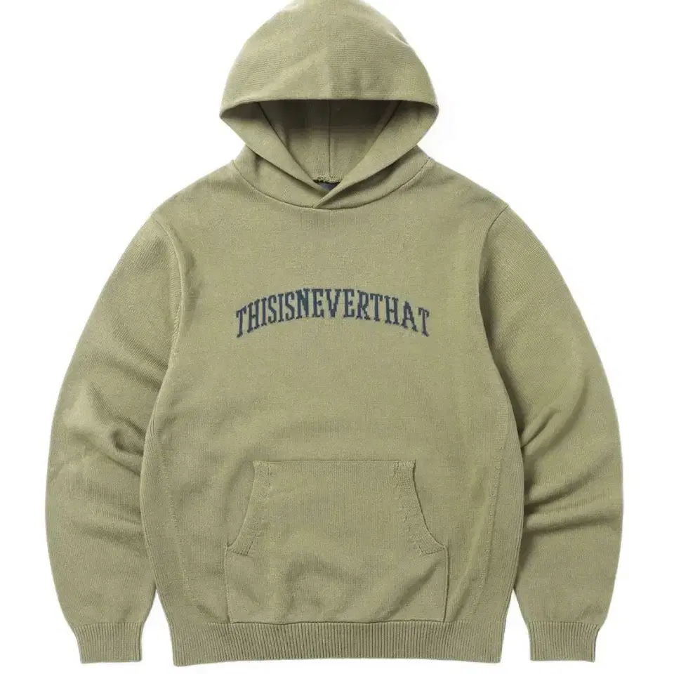 디스이즈네버댓 arch-logo knit hoodie khaki