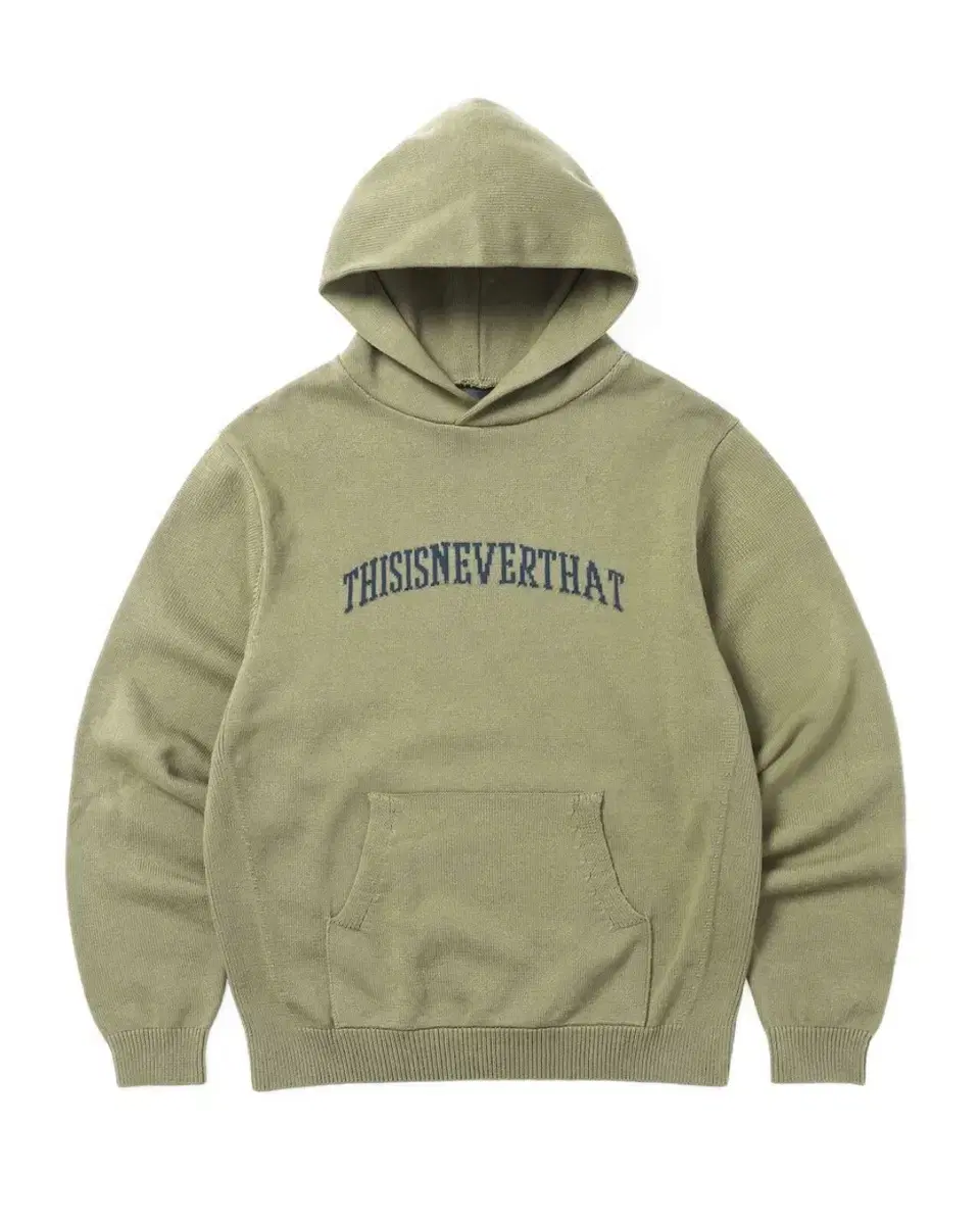 디스이즈네버댓 arch-logo knit hoodie khaki