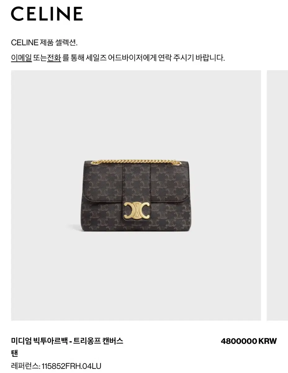 [셀린느] 트리옹프 캔버스 미디움 빅투아르백 탠