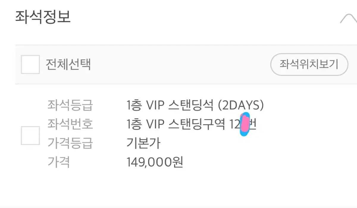 버저비트 페스티벌 VIP 스탠딩석 12n번