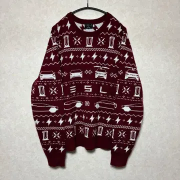 새상품급 테슬라 크리스마스 자동차 니트