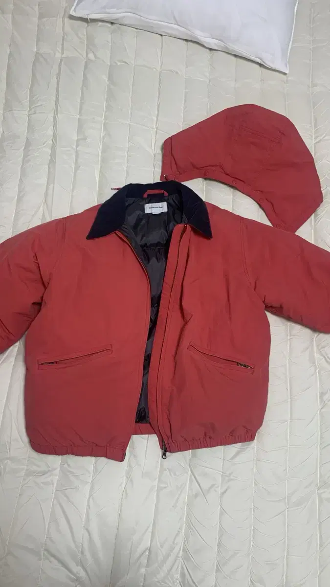 Washed Down Puffer Jacket Coral