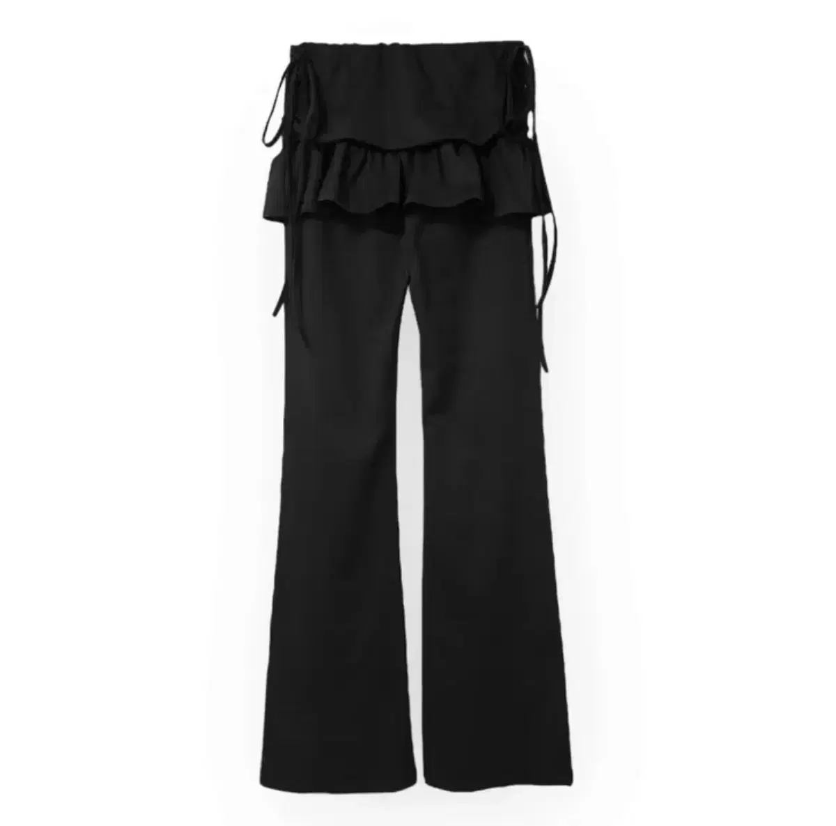 그린씨 frill shirring skirt pants black