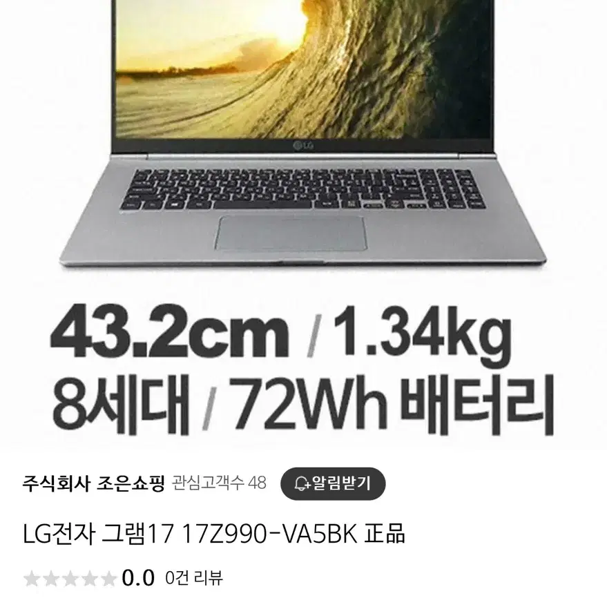 LG그램 17Z990-VA5BK 17인치