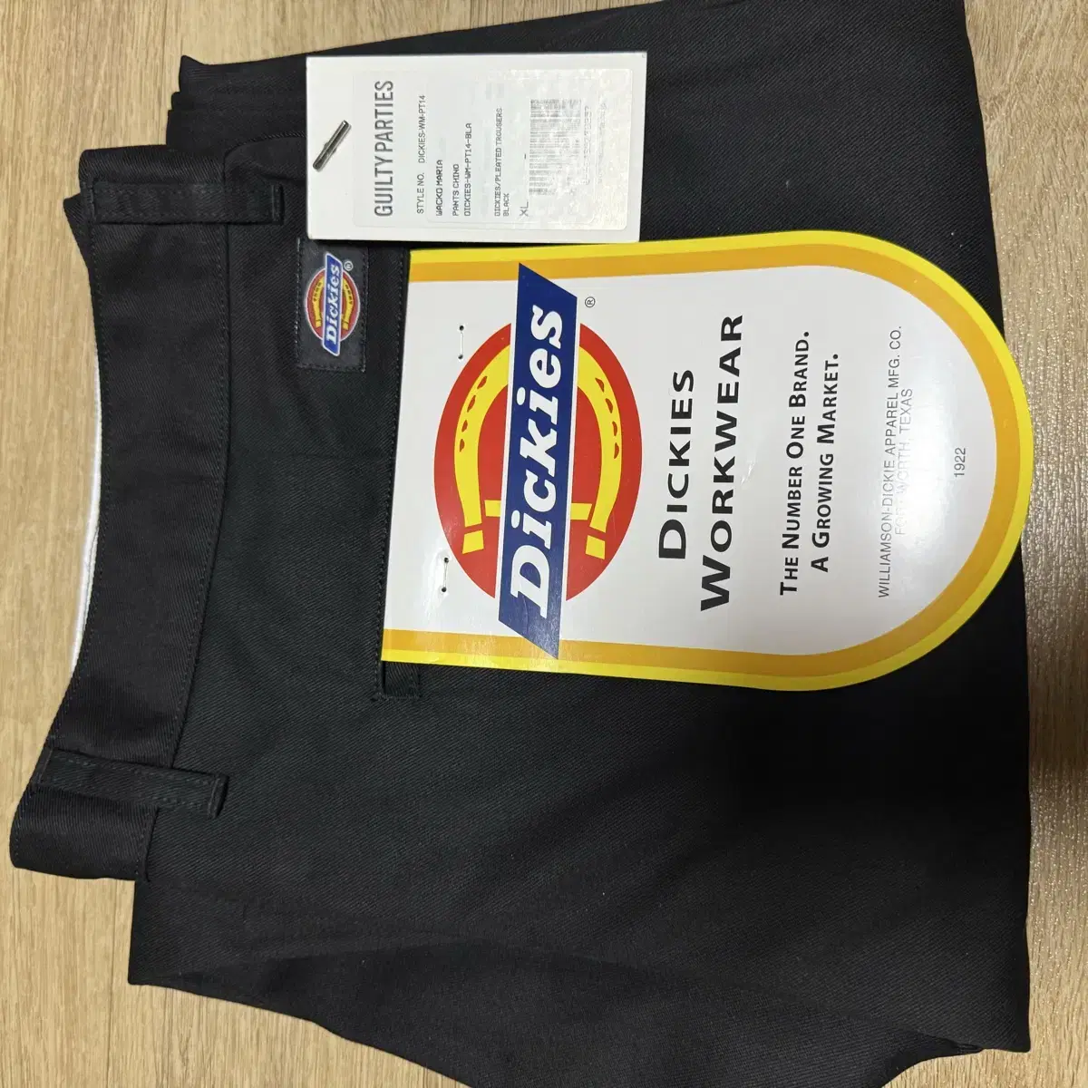 새상품 와코마리아 디키즈 Dickies 콜라보 플리츠 팬츠 블랙