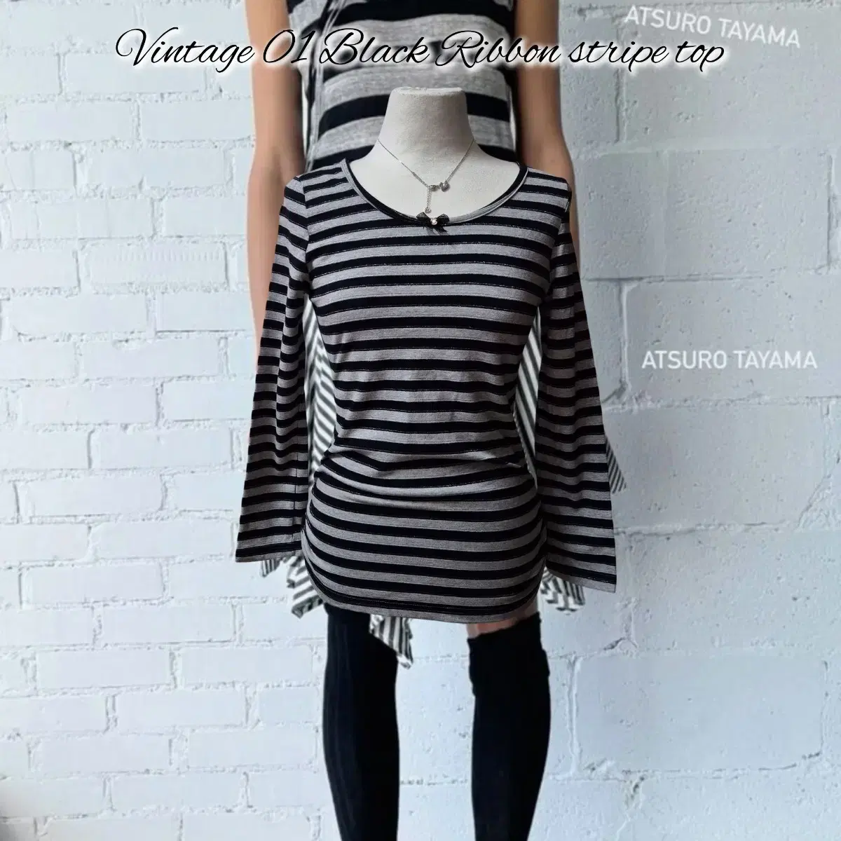 Vintage 01 Black Ribbon stripe top