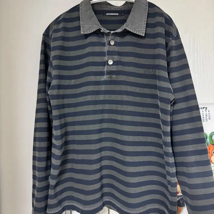 해칭룸 VTG Stripe Polo Tee Dyed Blue XS(1)