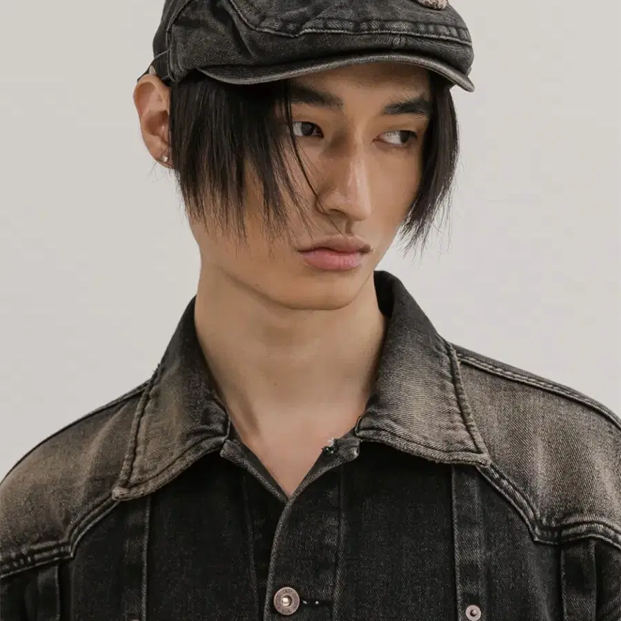 08 denim washing hunting cap(black)