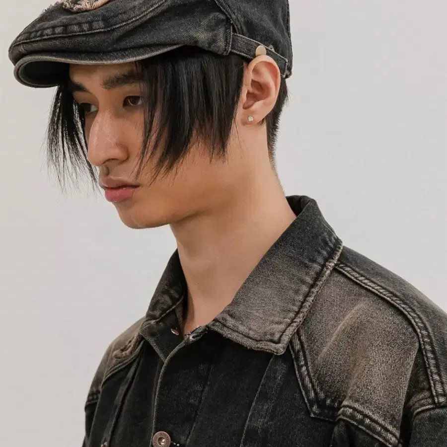 08 denim washing hunting cap(black)