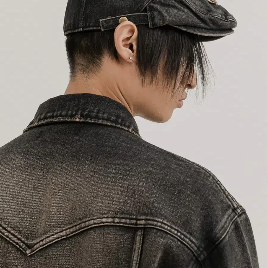 08 denim washing hunting cap(black)