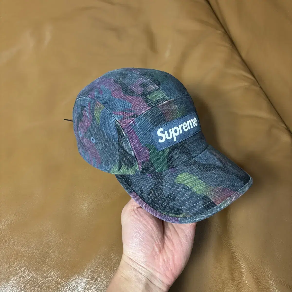 Supreme 슈프림 24ss 캔버스 카모 네이비 캠프캡 모자 Camo