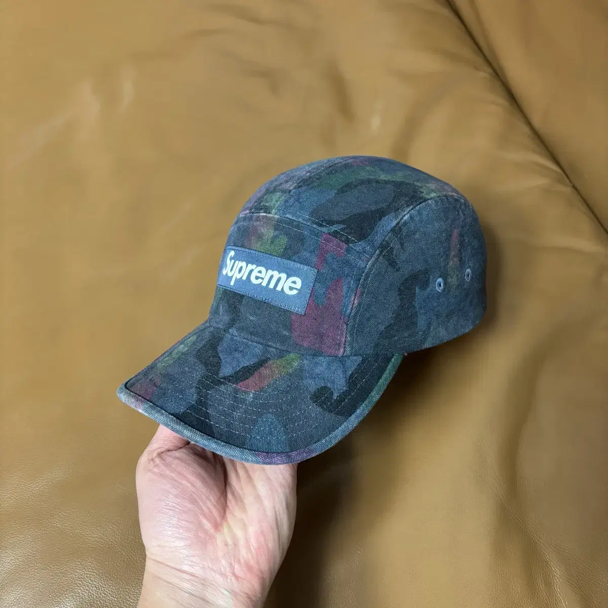 Supreme 슈프림 24ss 캔버스 카모 네이비 캠프캡 모자 Camo