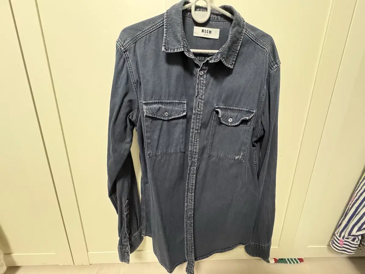 MSGM Black Denim Shirt