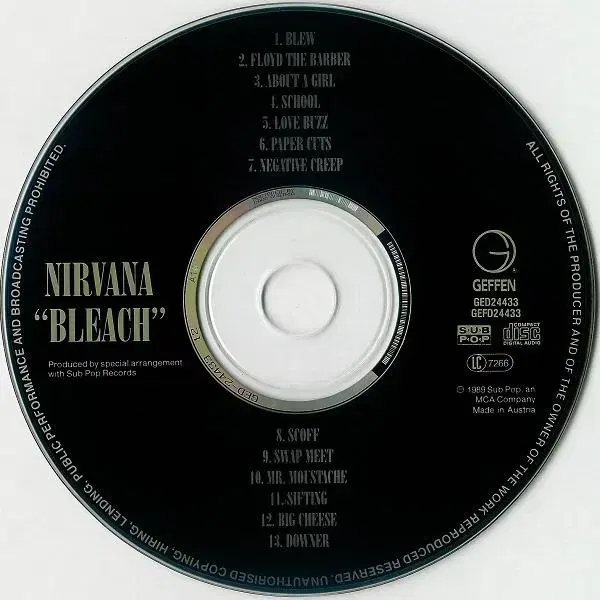 Nirvana - Bleach (CD) 유럽반 1992 EX-