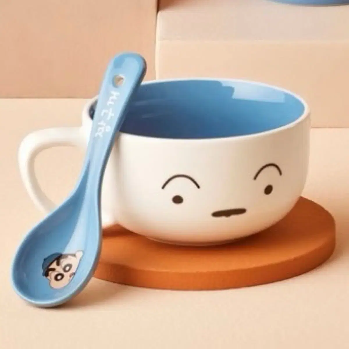 [새상품, 한정판, 선물용] 빽다방 흰둥이 시리얼볼&스푼 세트