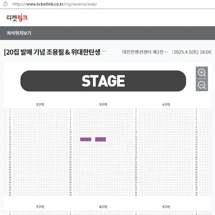 조용필 콘서트 - 대전 - VIP석 3구역 1석