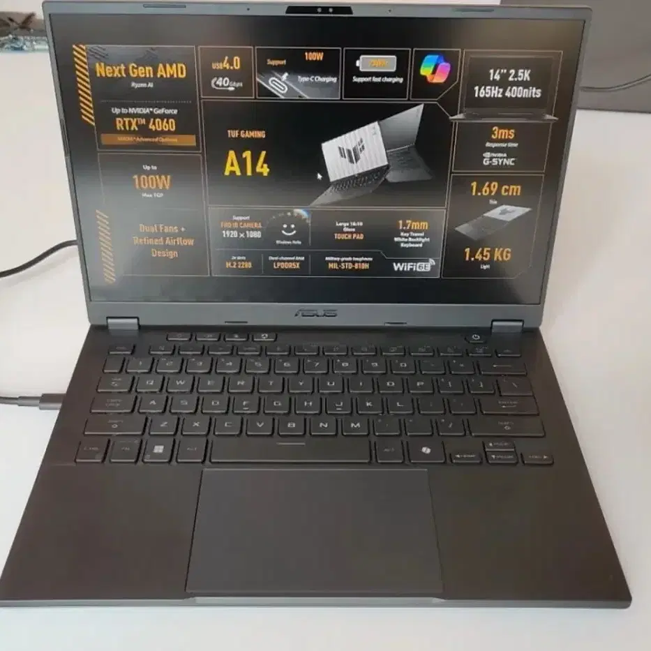 게이밍노트북 asus A14 gtx 4060 미개봉급 판매(쿠팡안심케어5