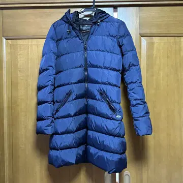 메종 스코치 다운 코트 더블 후드 A 라인 S 네이비 미들 기장