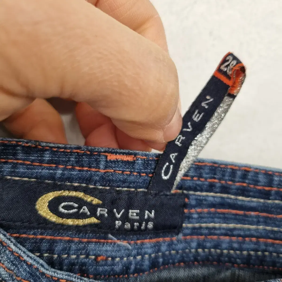 [27 inch] CARVEN 꽃자수 부츠컷 데님 팬츠 청바지