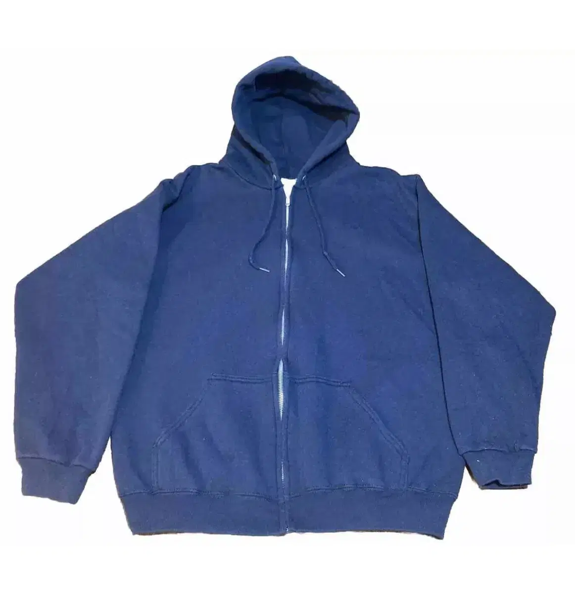 MADE IN USA Tultex 플레인 후드 집업 네이비 라지 사이즈