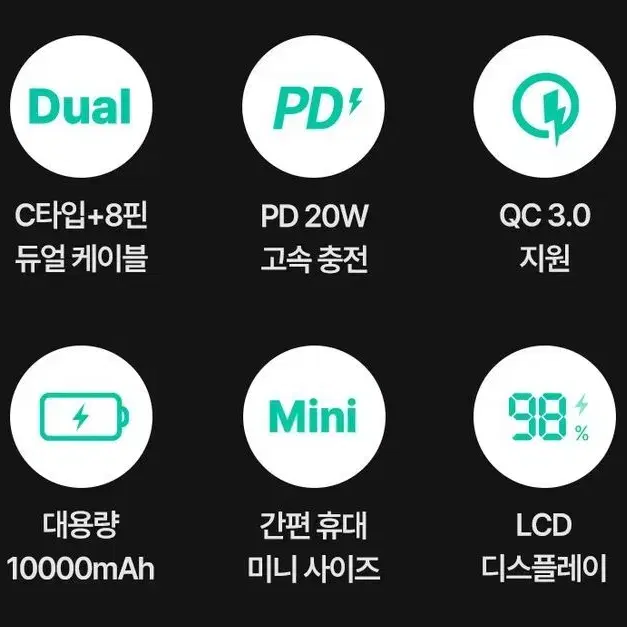 고속충전20W스마텍 화이트 무선배터리 아이폰 갤럭시 에어팟프로 에어팟맥스