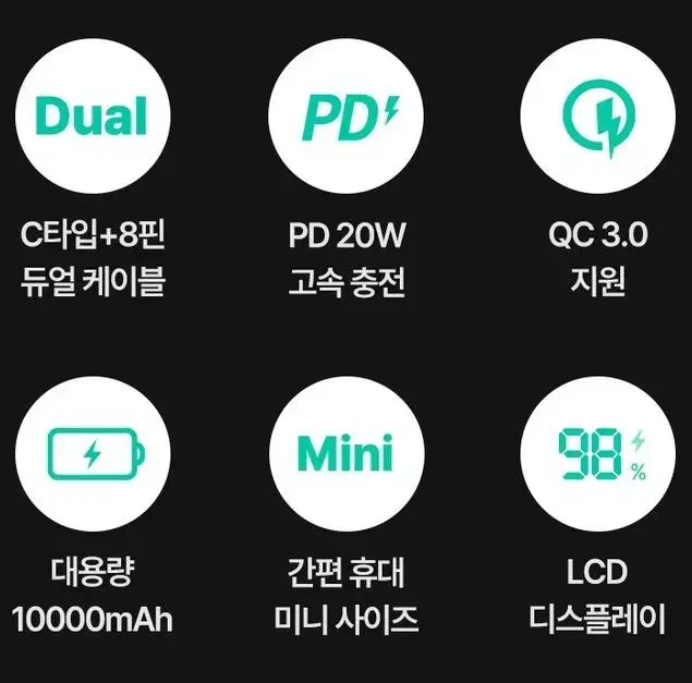 고속충전20W스마텍 화이트 무선배터리 아이폰 갤럭시 에어팟프로 에어팟맥스