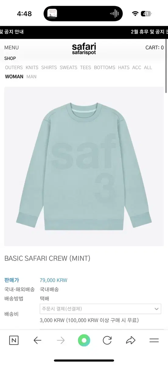 사파리스팟 BASIC SAFARI CREW (MINT)