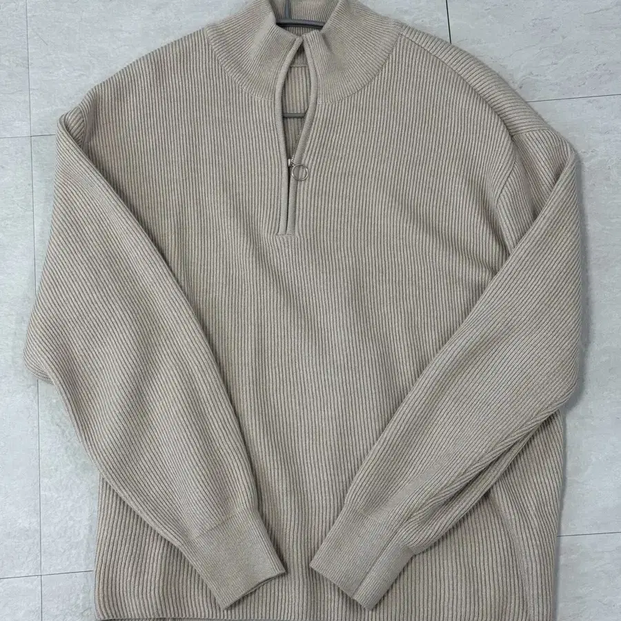 유스 Oversized half-zip knit 아이보리 라지