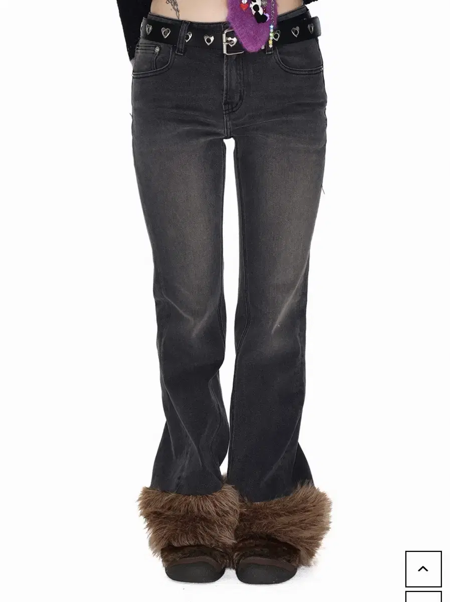 유쓰배스 fur hem denim pants black s 팝니다