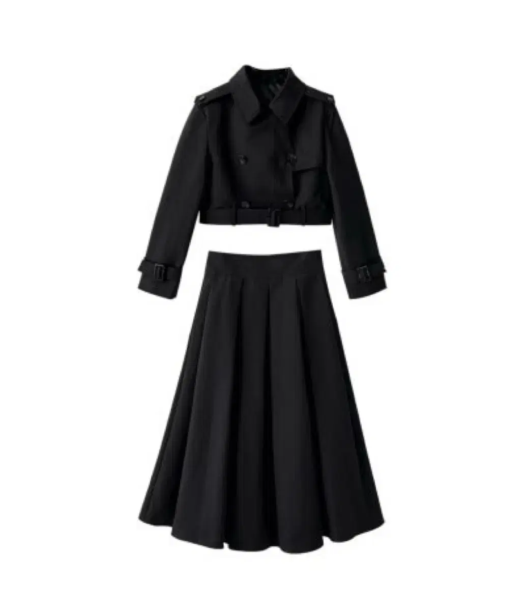 Bron Trench Set-up Black (Skirt and Set)