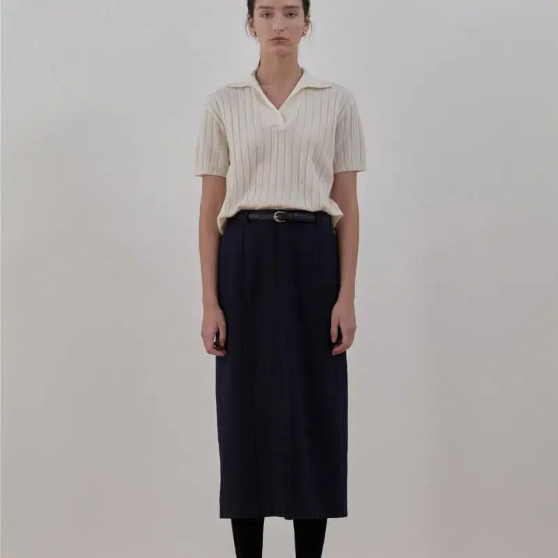 공드린 mood wool h-line skirt(navy)