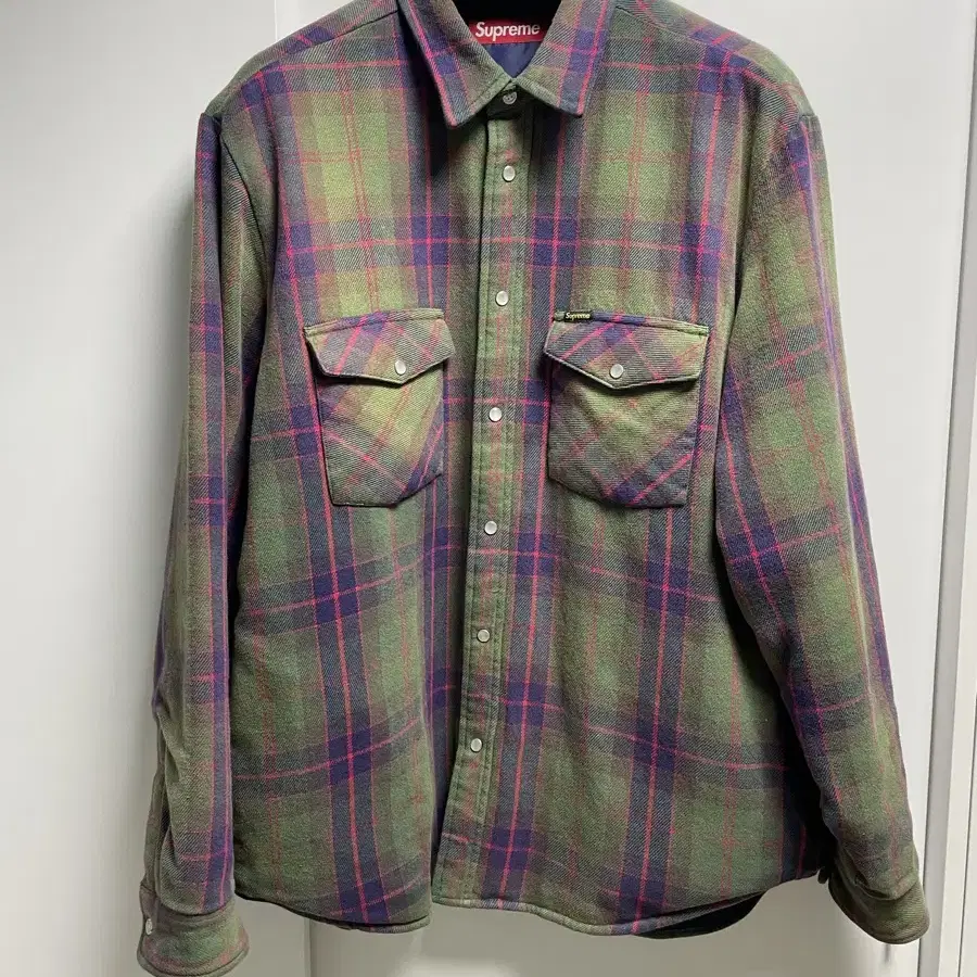 [L] Supreme Quilted Flannel Snap Shirt