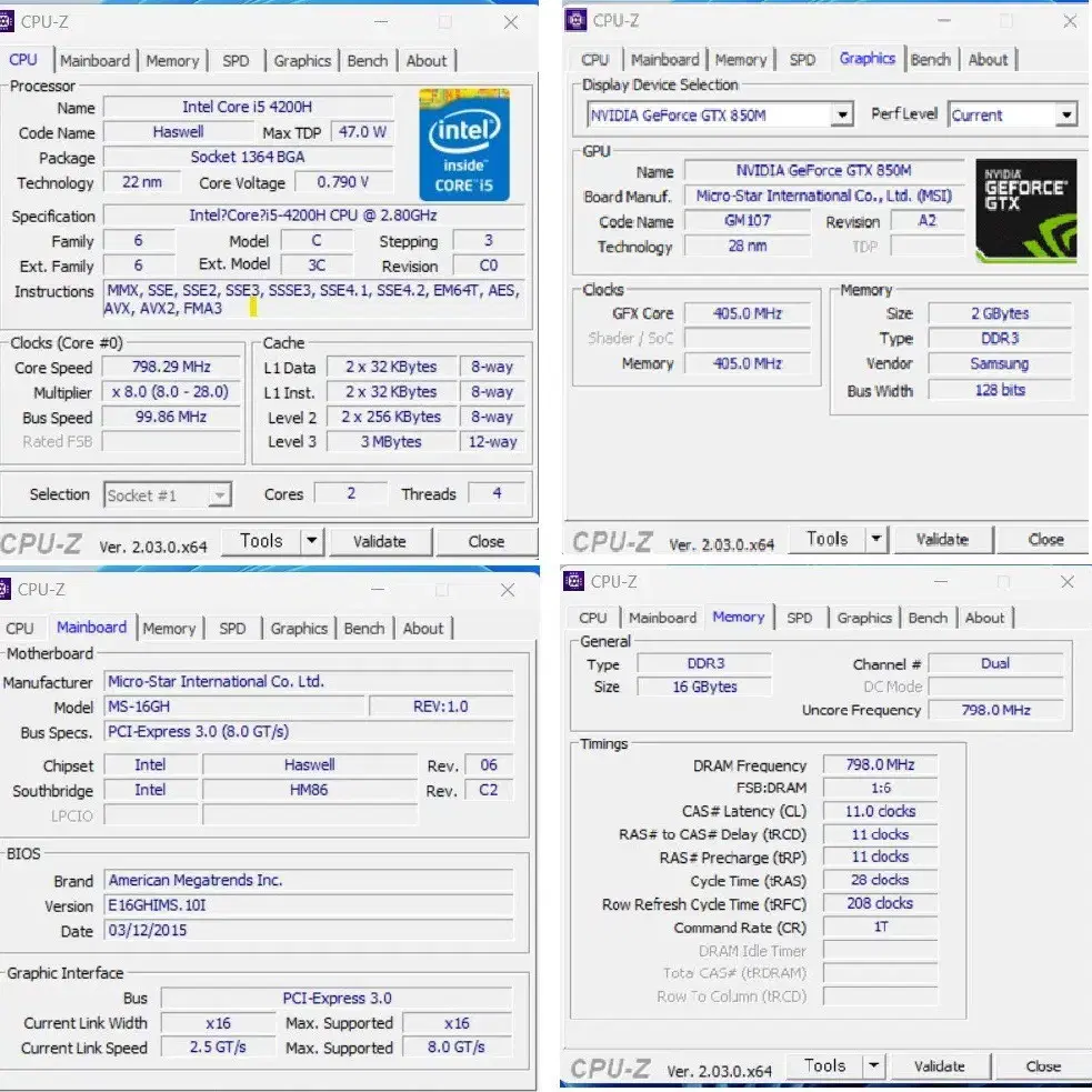 MSI GE60 2PL (최상 업) I5-4세대, 램:16G